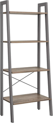 4-Tier Industrial Ladder Shelf Freestanding Storage Unit Greige Grey Metal