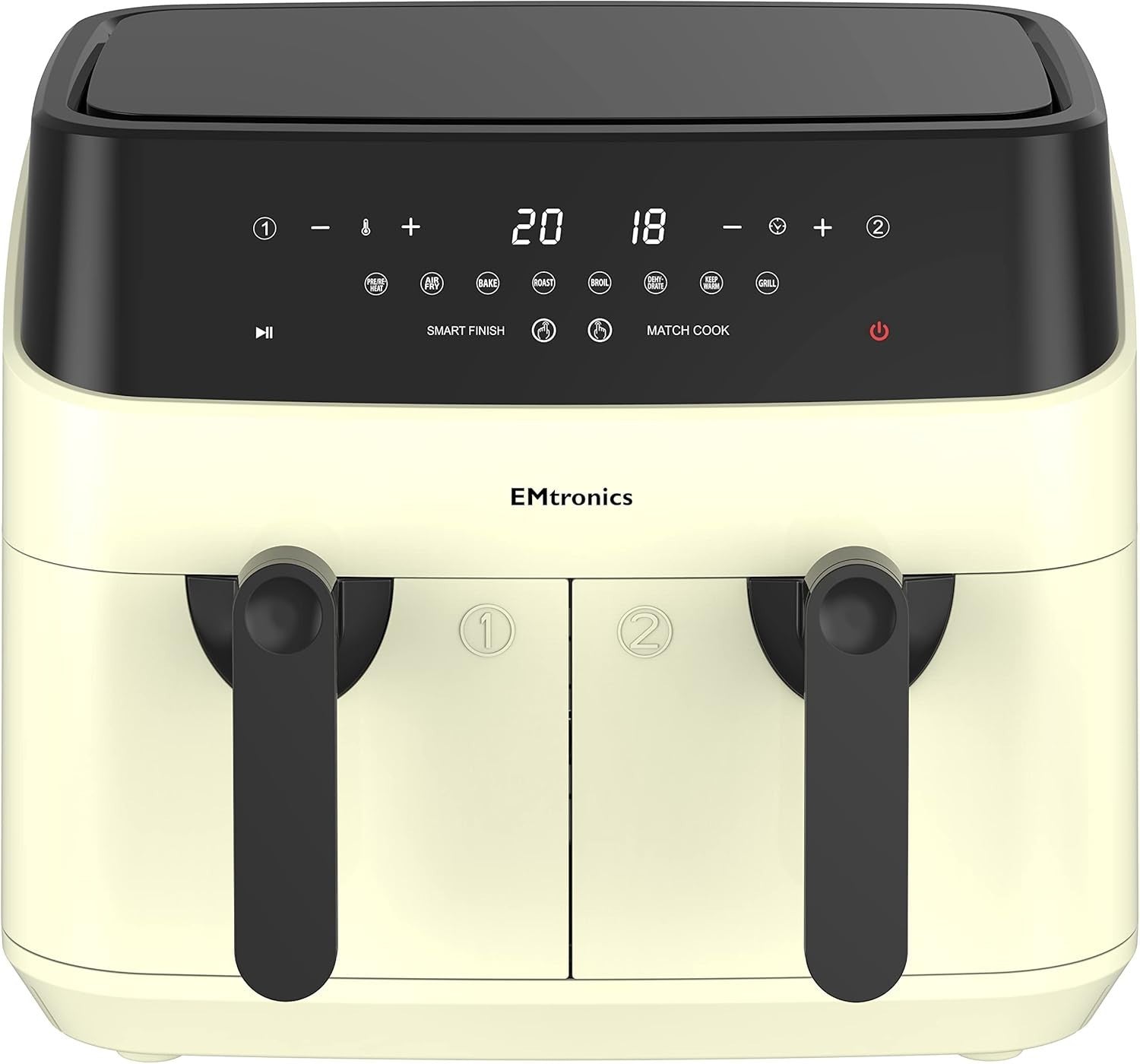 Cream Air Fryer Set Dual Drawer 9L + 6.3L Grill Temp Probe 60min