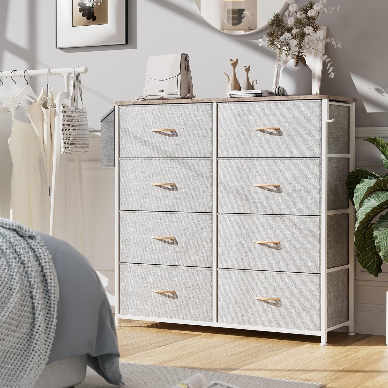 Light Grey 8 Drawer Storage Unit with Labels & Pocket – 80x30x97cm