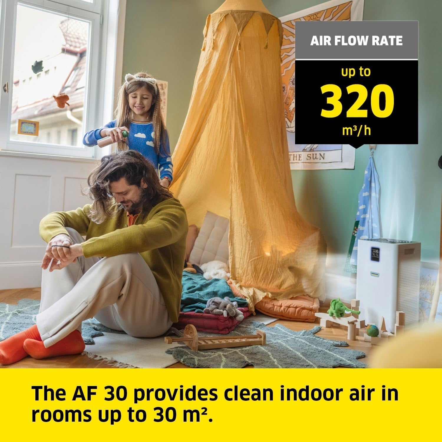 HEPA Air Purifier 320m³/h Auto Night Mode Large Room 30m²