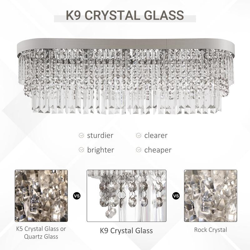 Modern 82cm Crystal Raindrop Chandelier Ceiling Light E14 5 Bulb Luxury Fixture