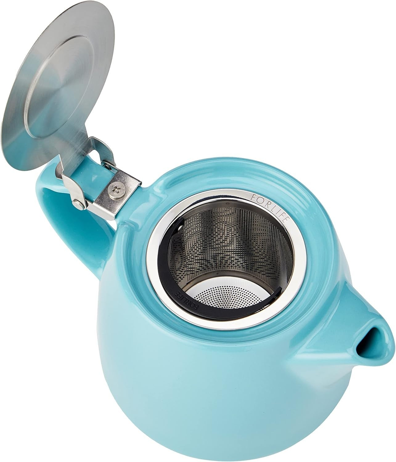 Ceramic Teapot 530ml Turquoise Tea Pot Stainless Steel Infuser Lid