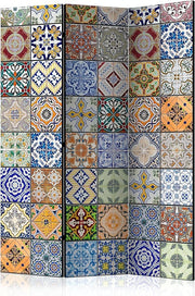 Vibrant Mosaic Tile Pattern 3-Panel Folding Privacy Room Divider 135x172cm