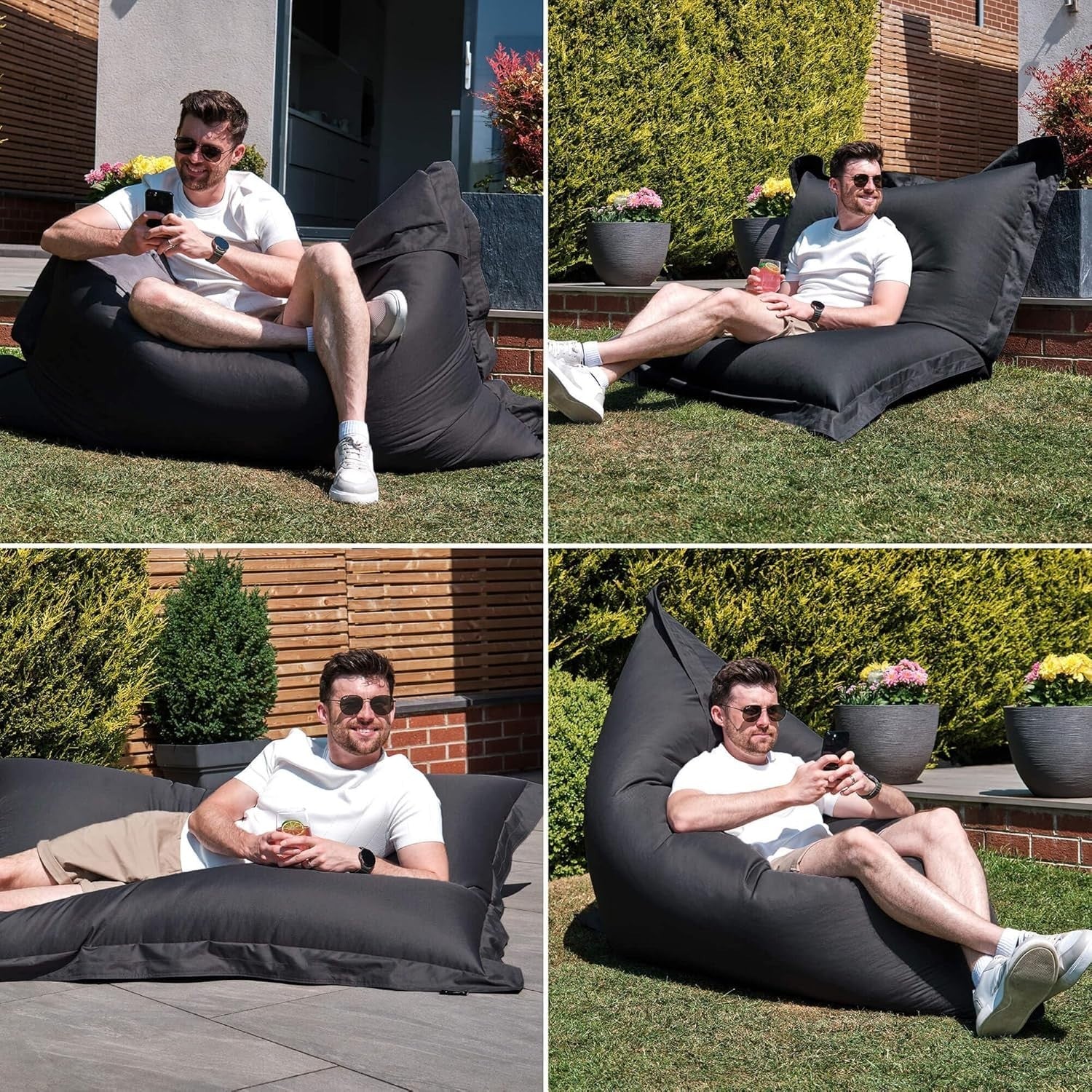 XXL Charcoal Grey Bean Bag Chair Outdoor Waterproof Garden Floor Lounger Seat