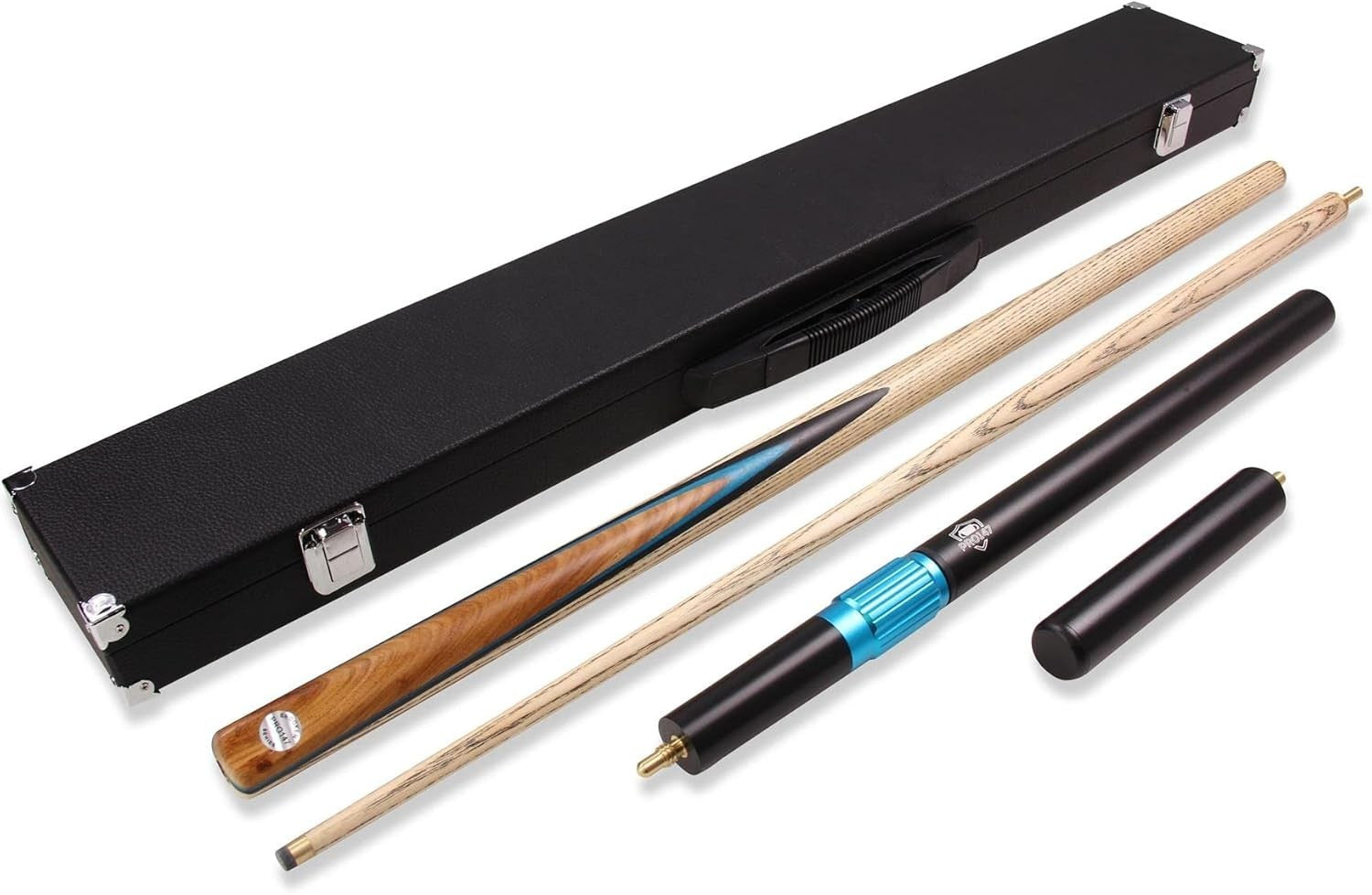 57" Ash Snooker Pool Cue Set 9.5mm Tip Extension Mini Butt Case