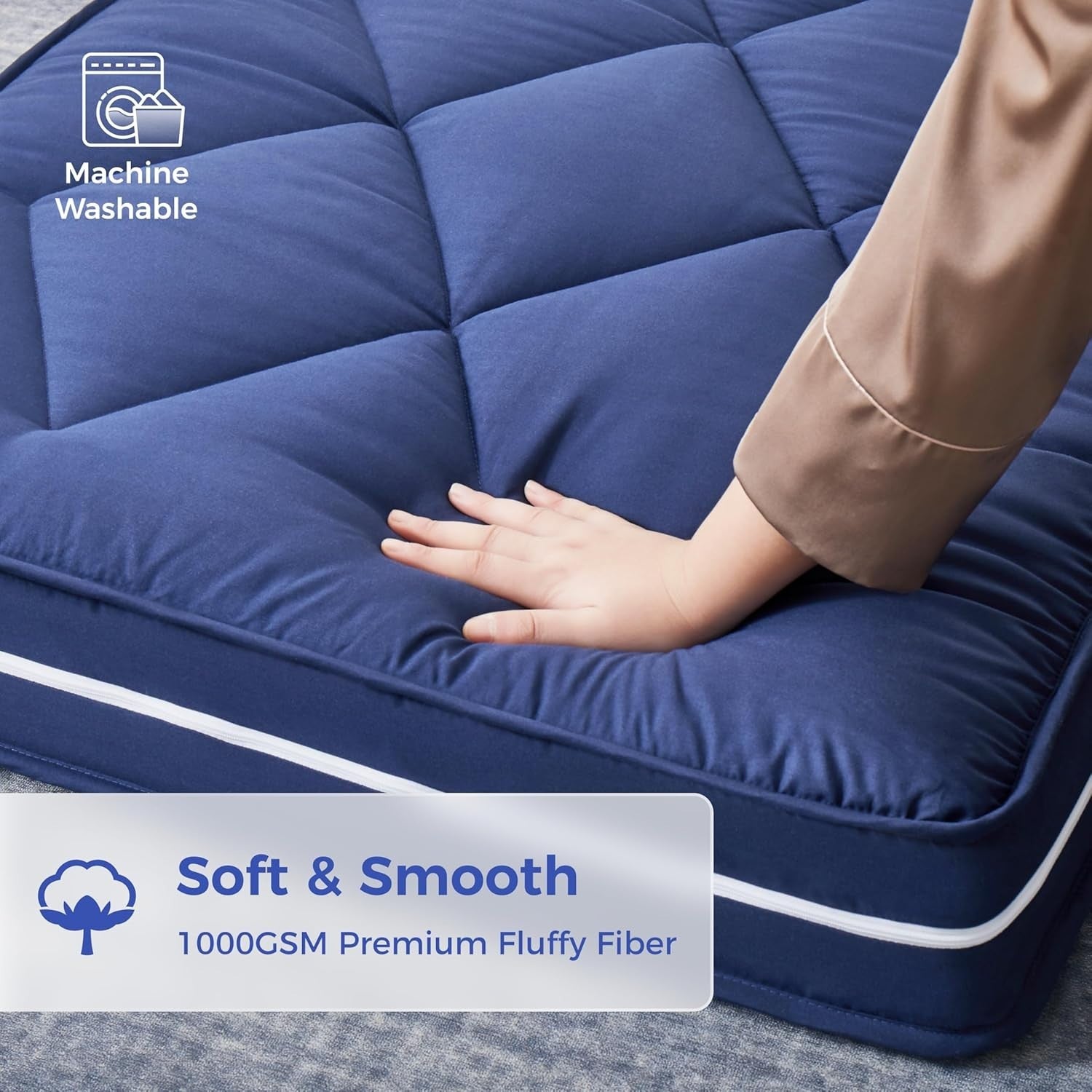 Memory Foam Floor Mattress Pad Portable Folding Bed Topper Sleeping Mat Blue