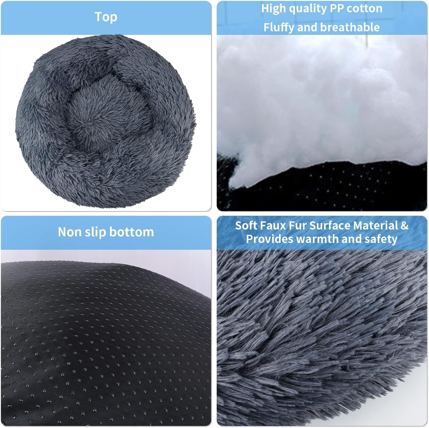 90cm XXL Calming Dog Cat Bed Plush Donut Washable