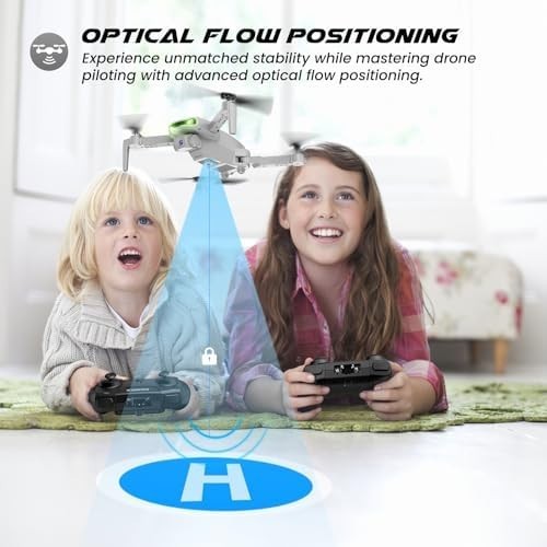 1080P Foldable Drone w/ Optical Flow 360° Flip Auto Hover 2 Batteries Mini