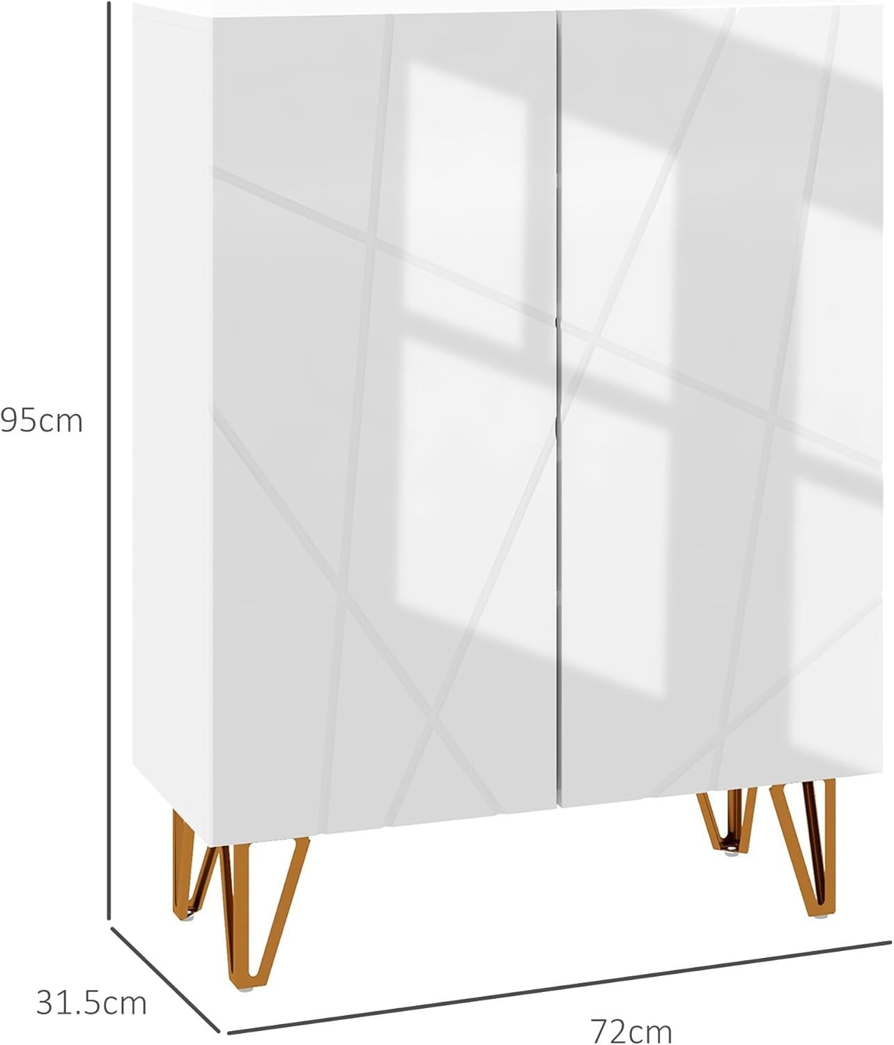 Slim High Gloss Shoe Cabinet with Soft-Close Doors & Adjustable Shelves
