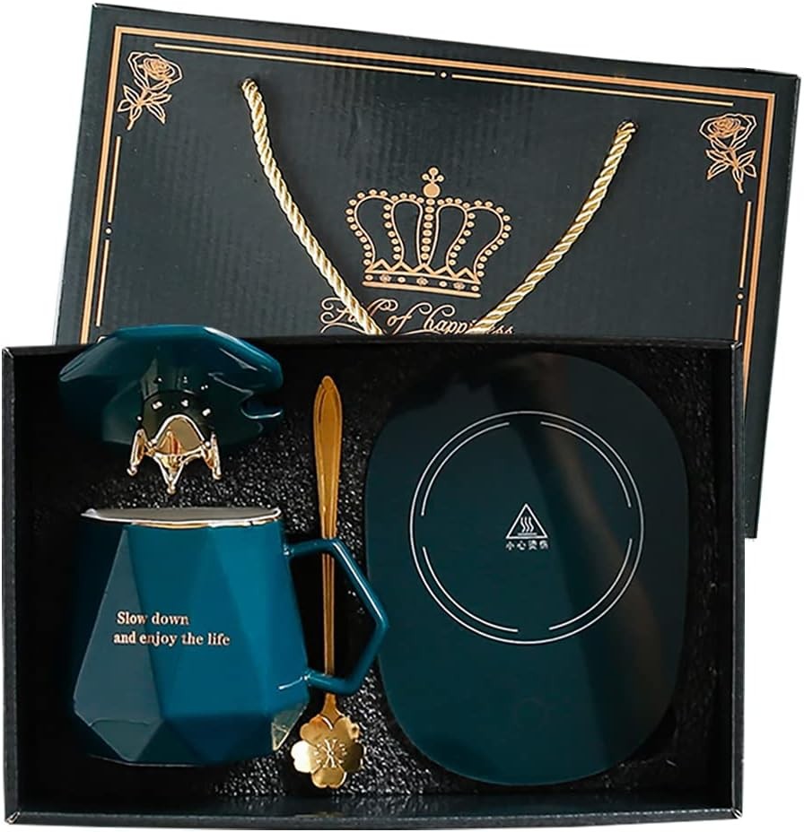Coffee Mug Warmer with Mug Set Electric Desk Heater Green