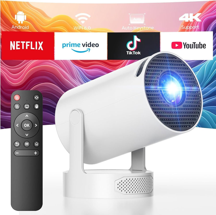 Mini 4K Smart Projector Android 11 WiFi Bluetooth Auto Keystone Home