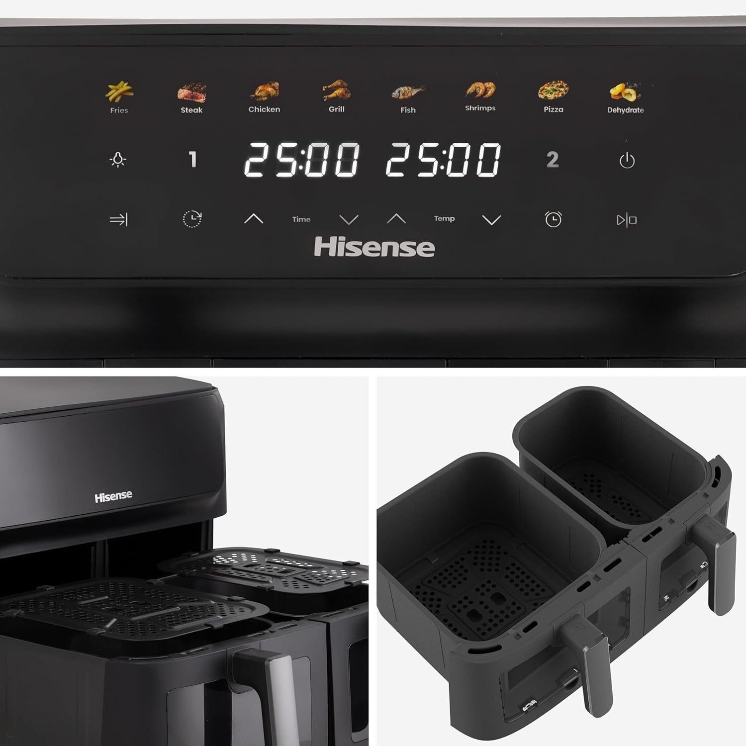 Large Dual Zone Air Fryer 11L SyncServe 8-in-1 Touch Display Fast Healthy Cooker