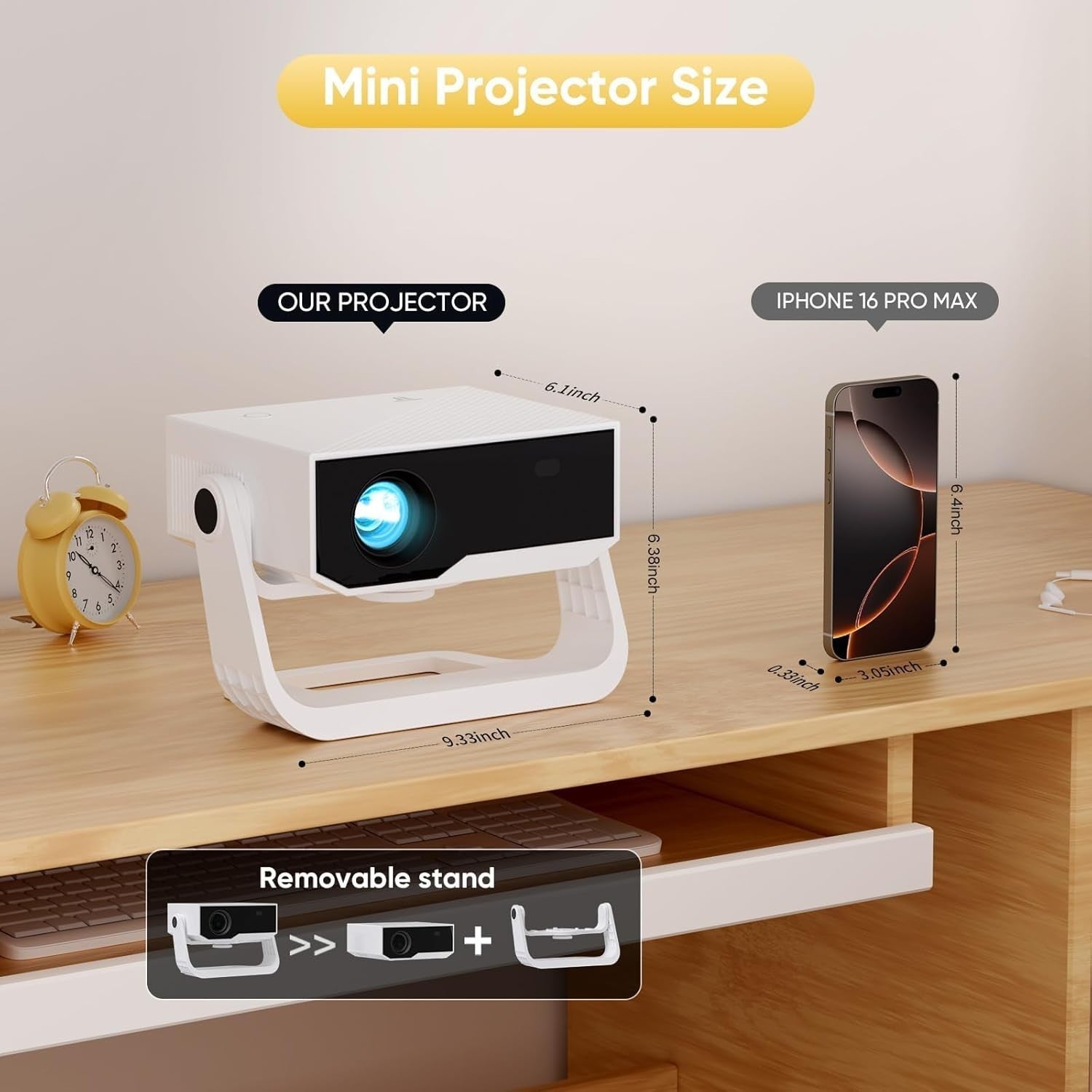 4K Smart Projector 32000 Lumens WiFi 6 Bluetooth Android 1080P Portable
