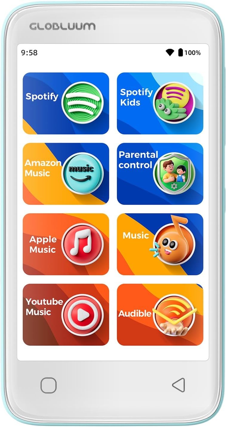 Kids MP3 Player 16GB Bluetooth WiFi Parental Controls Touch