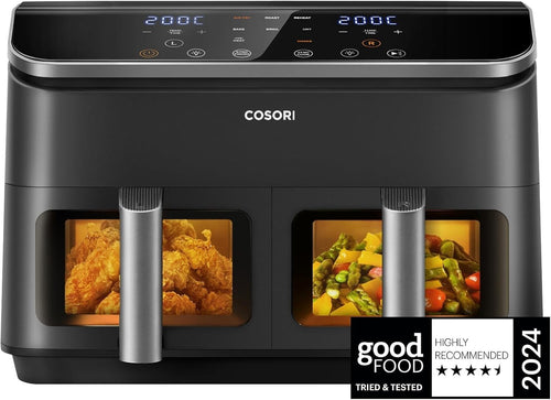 Dual Air Fryer 8.5L Family 2 Basket Sync Finish Grill Dehydrate 8in1