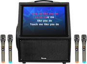 Portable Karaoke Machine 4 Wireless Mics Touchscreen Speaker