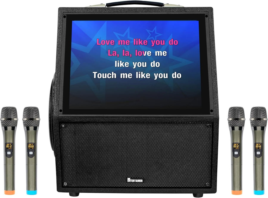 Portable Karaoke Machine 4 Wireless Mics Touchscreen Speaker