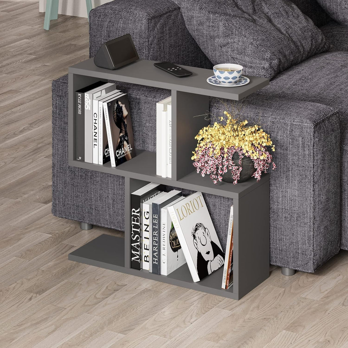 2-Tier Storage Side Table, End Table, Desk & Coffee Table, Anthracite 60x60
