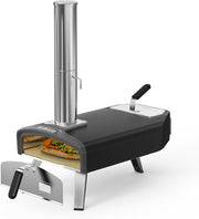 Outdoor Wood & Charcoal Pizza Oven | Portable Garden BBQ Cooker w/ Stone & Peel