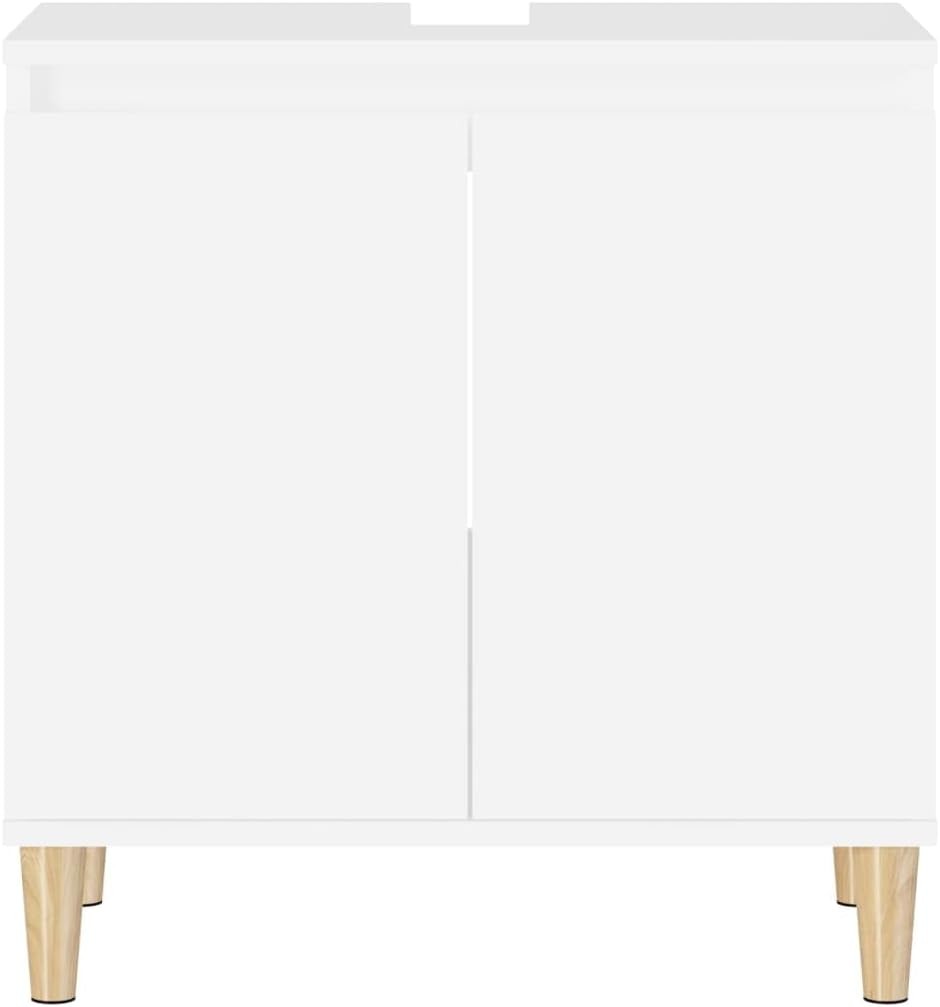 White Under Sink Bathroom Cabinet 58x33x60cm – Modern Vanity Storage Unit