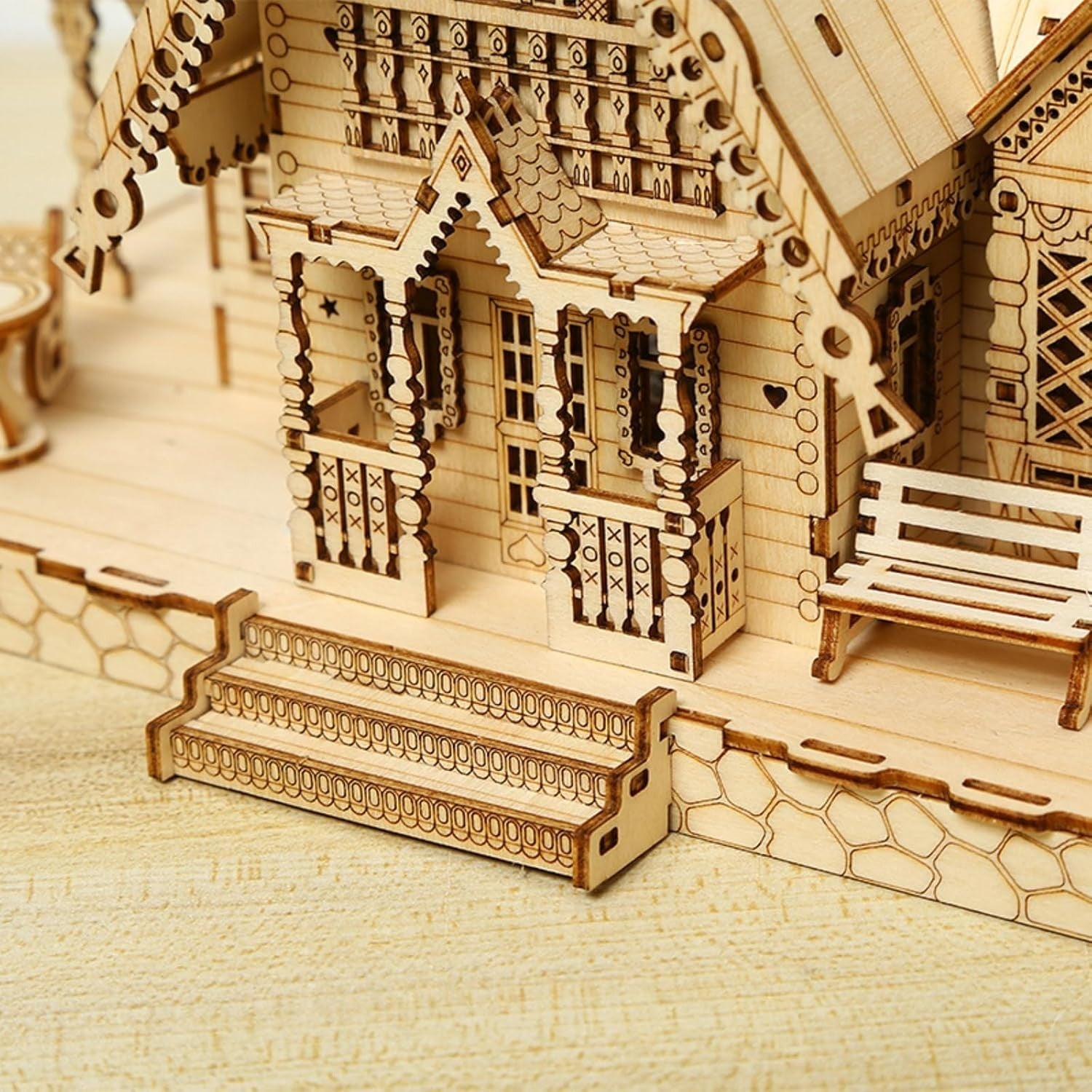 3D Wooden Puzzle Castle Kit, DIY Mechanical Model, Durable Craft Gift