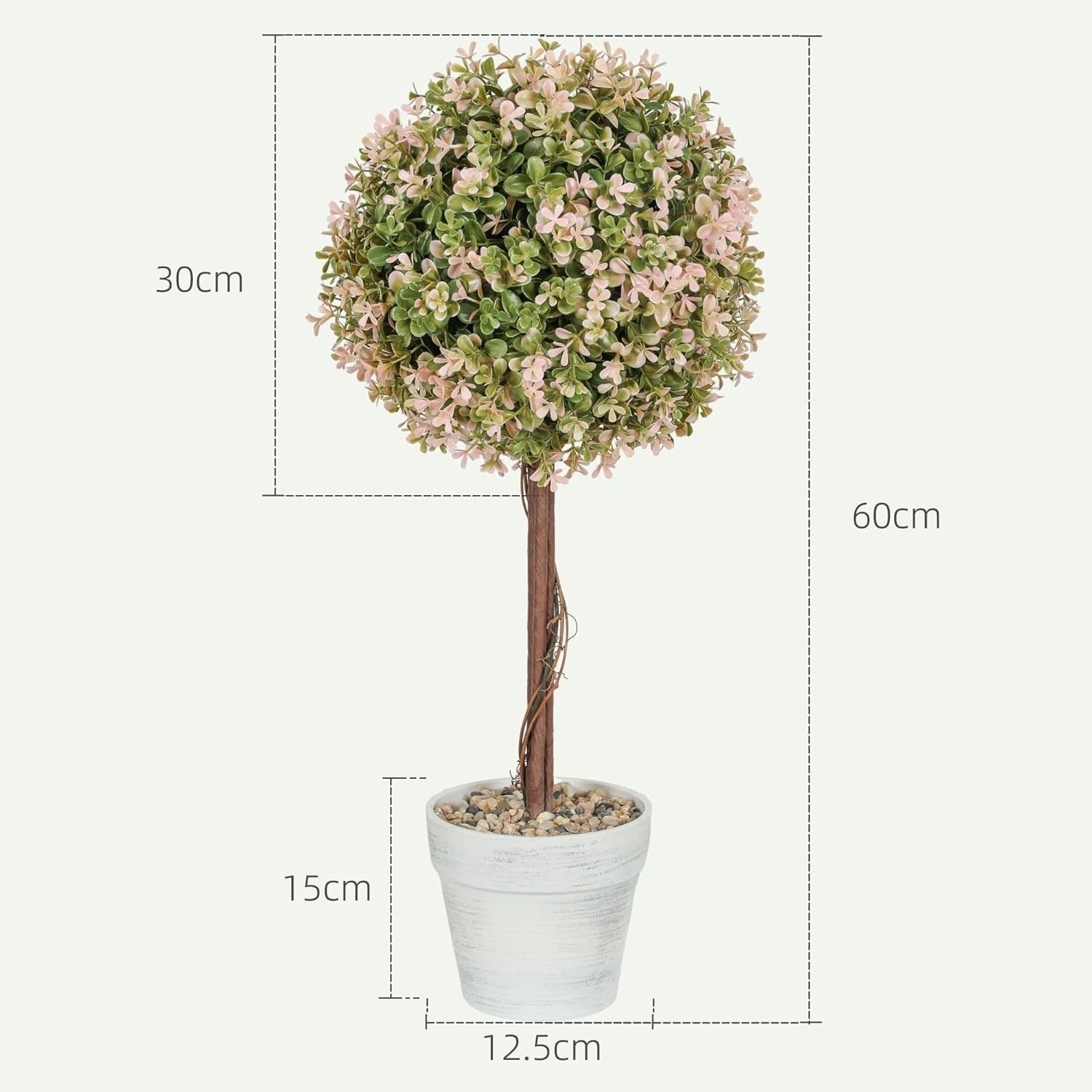 Set of 2 60cm Faux Murraya Plants in Pots Realistic Artificial Flower Home Decor