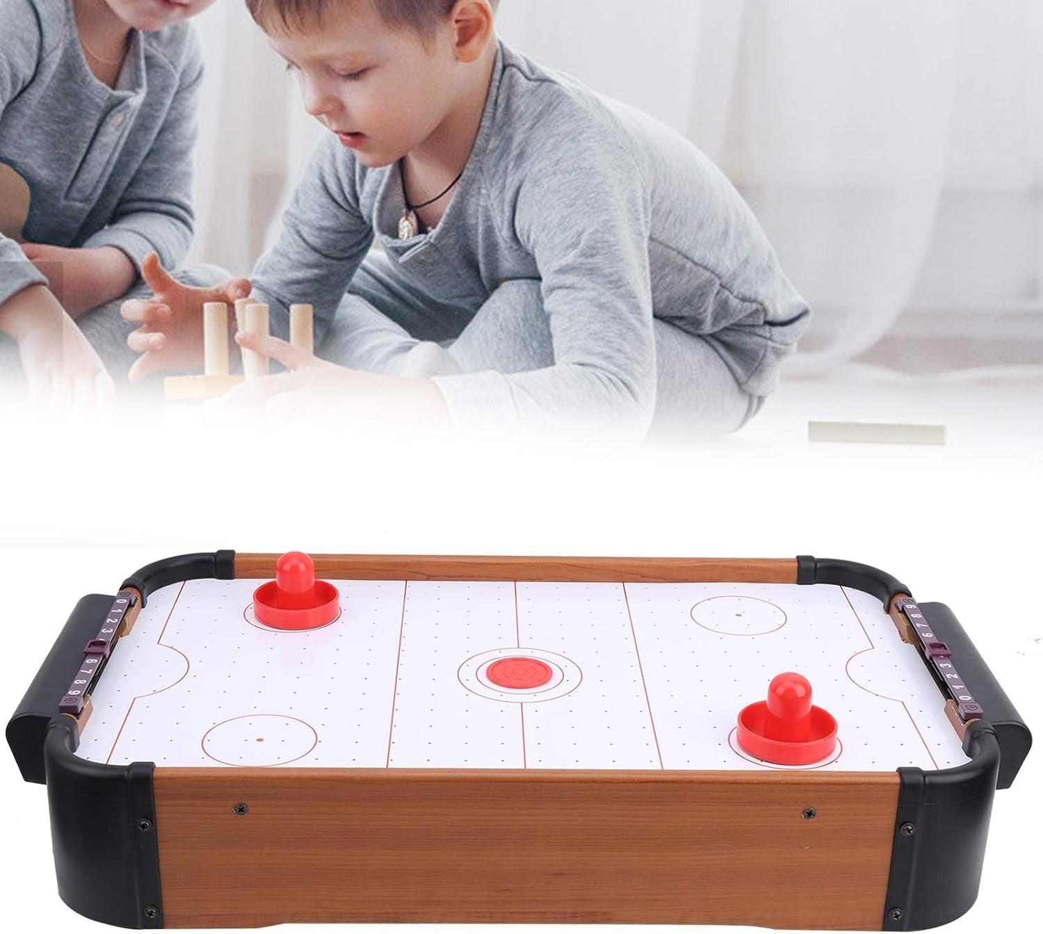 Portable Tabletop Air Hockey Game Battery Powered 2 Player Family Fun