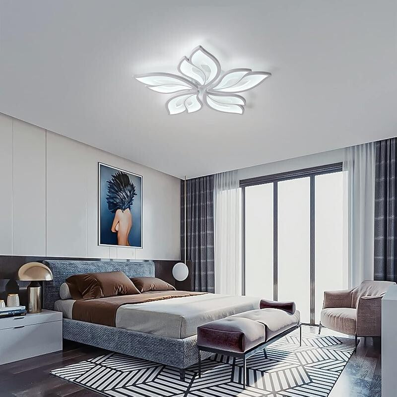 Modern LED Flower Ceiling Light 60W Dimmable Chandelier Remote 4800lm