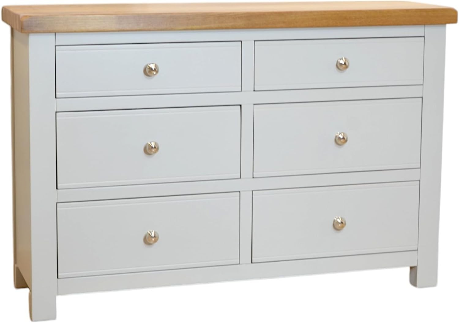 6 Drawer Chest Grey Wood Storage Unit Oak Top Dresser Bedroom Organiser