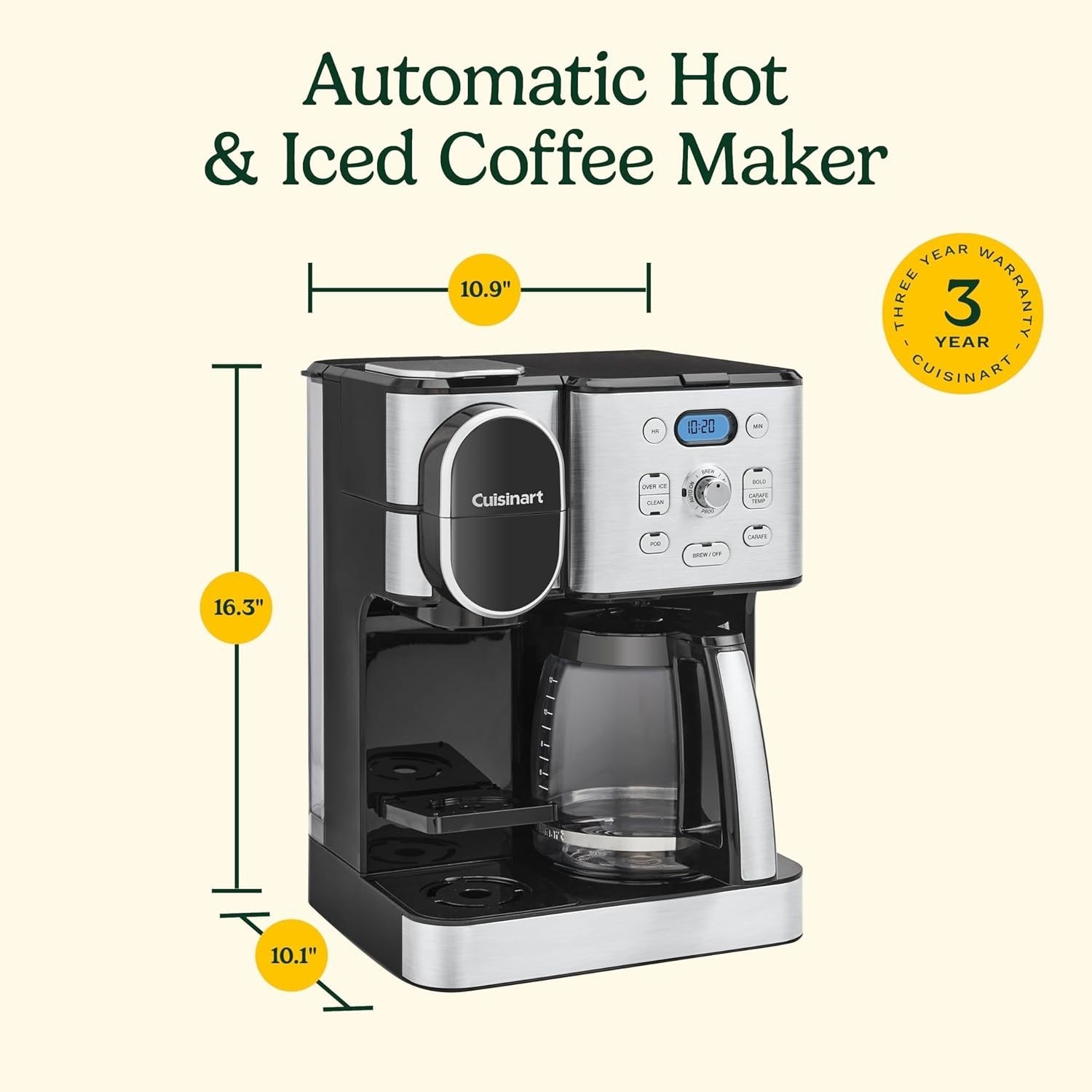 Dual Coffee Maker Hot & Iced 12 Cup Carafe Single-Serve Fast Brew