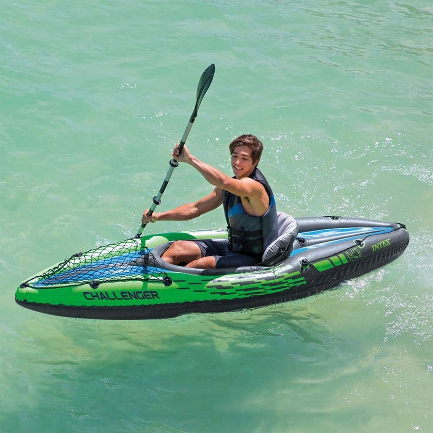 Inflatable Kayak Set 1 Person Canoe w/ Aluminum Oars Hand Pump