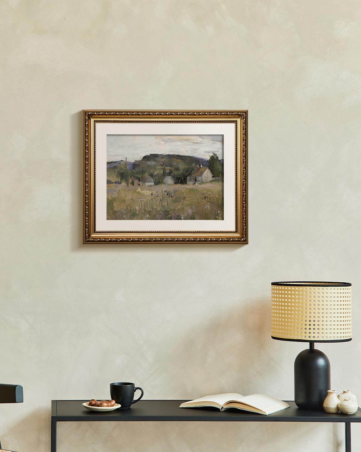 Gold Framed Vintage Landscape Canvas Wall Art 13x16in