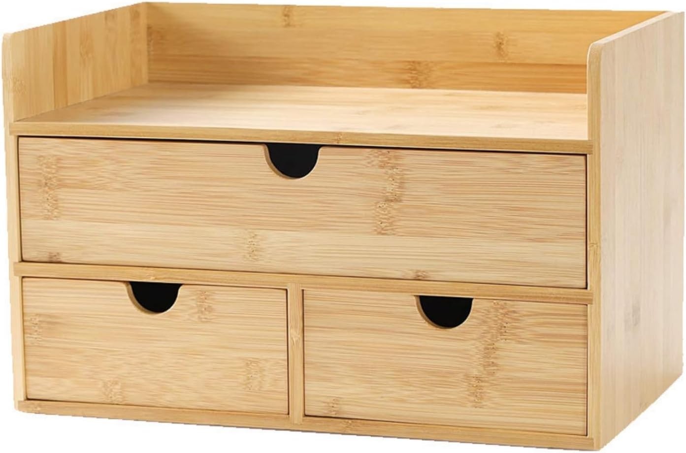 Bamboo Desk Organizer with 3 Drawers | Compact Makeup & Office Storage