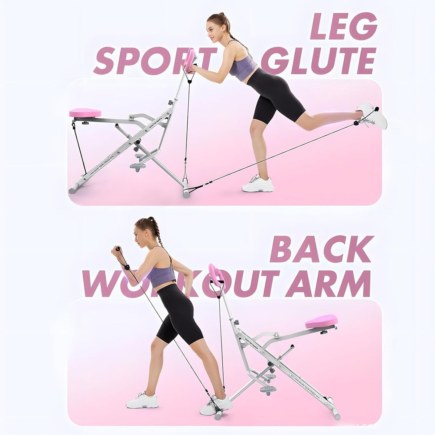 Foldable Row Ride Squat Trainer LCD Display 660lb Home Gym Machine