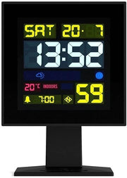 Large Digital Alarm Clock Black Retro Square LCD Desk Bedside Time Display