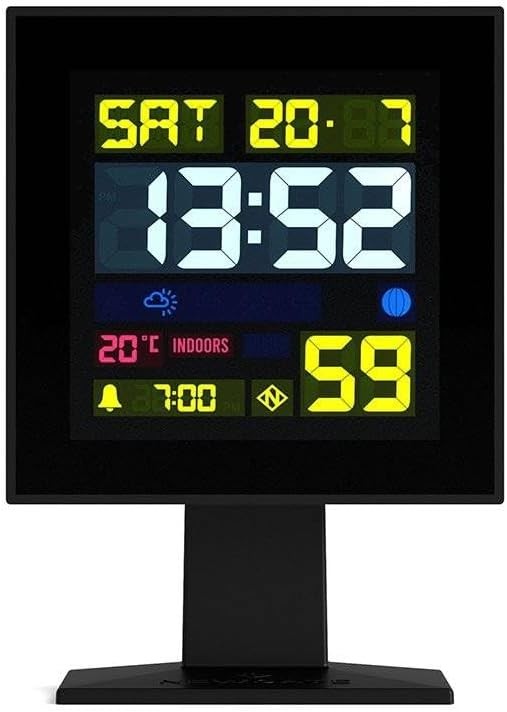 Large Digital Alarm Clock Black Retro Square LCD Desk Bedside Time Display