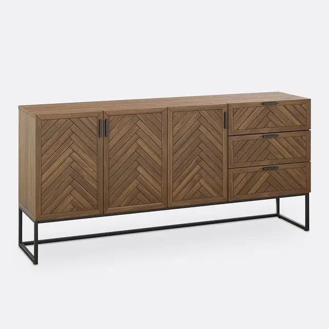 Large Parquet Wood Sideboard Cabinet with Drawers & Cupboards 180cm