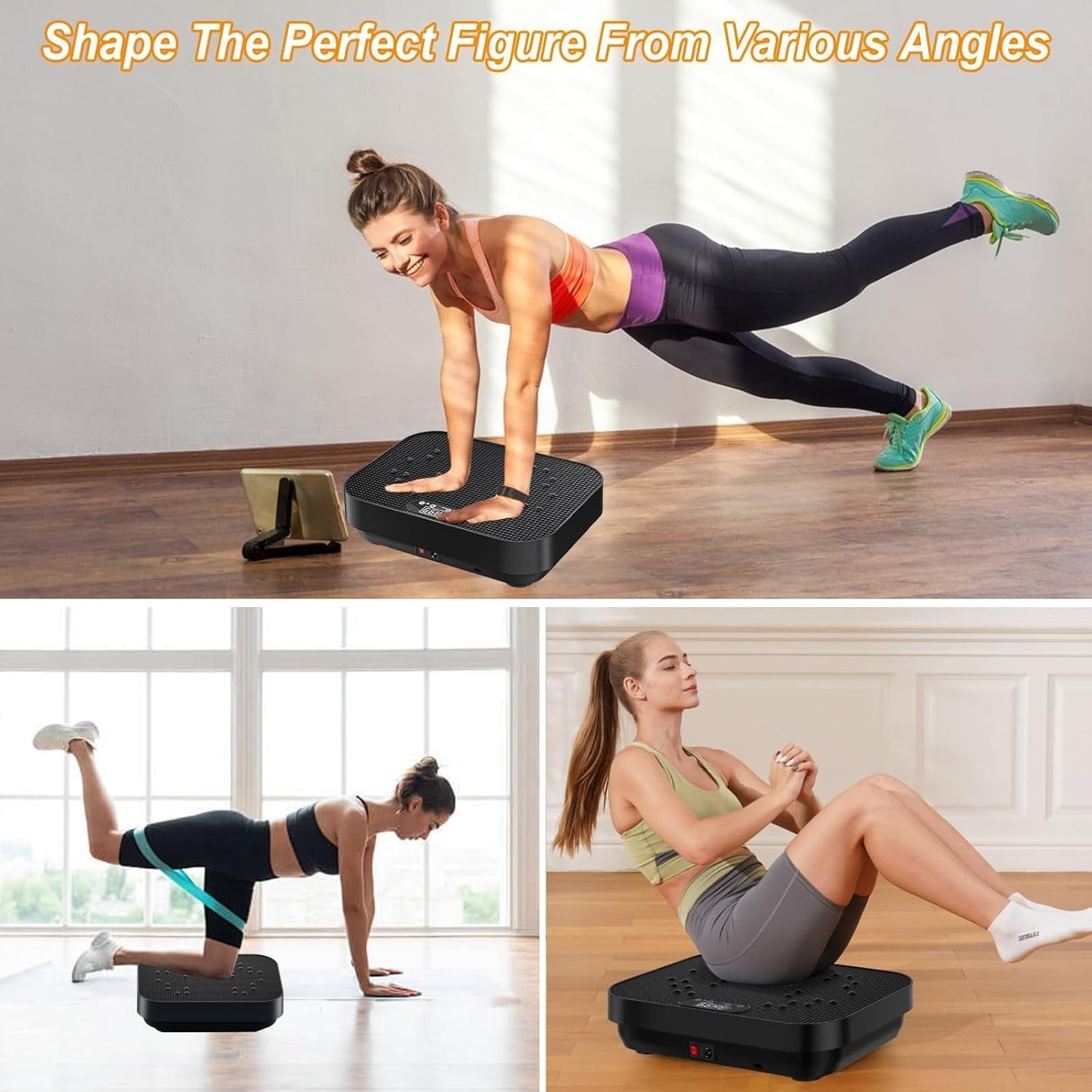 Black Vibration Plate Exercise Machine Weight Loss Lymphatic Drainage 99 Speeds