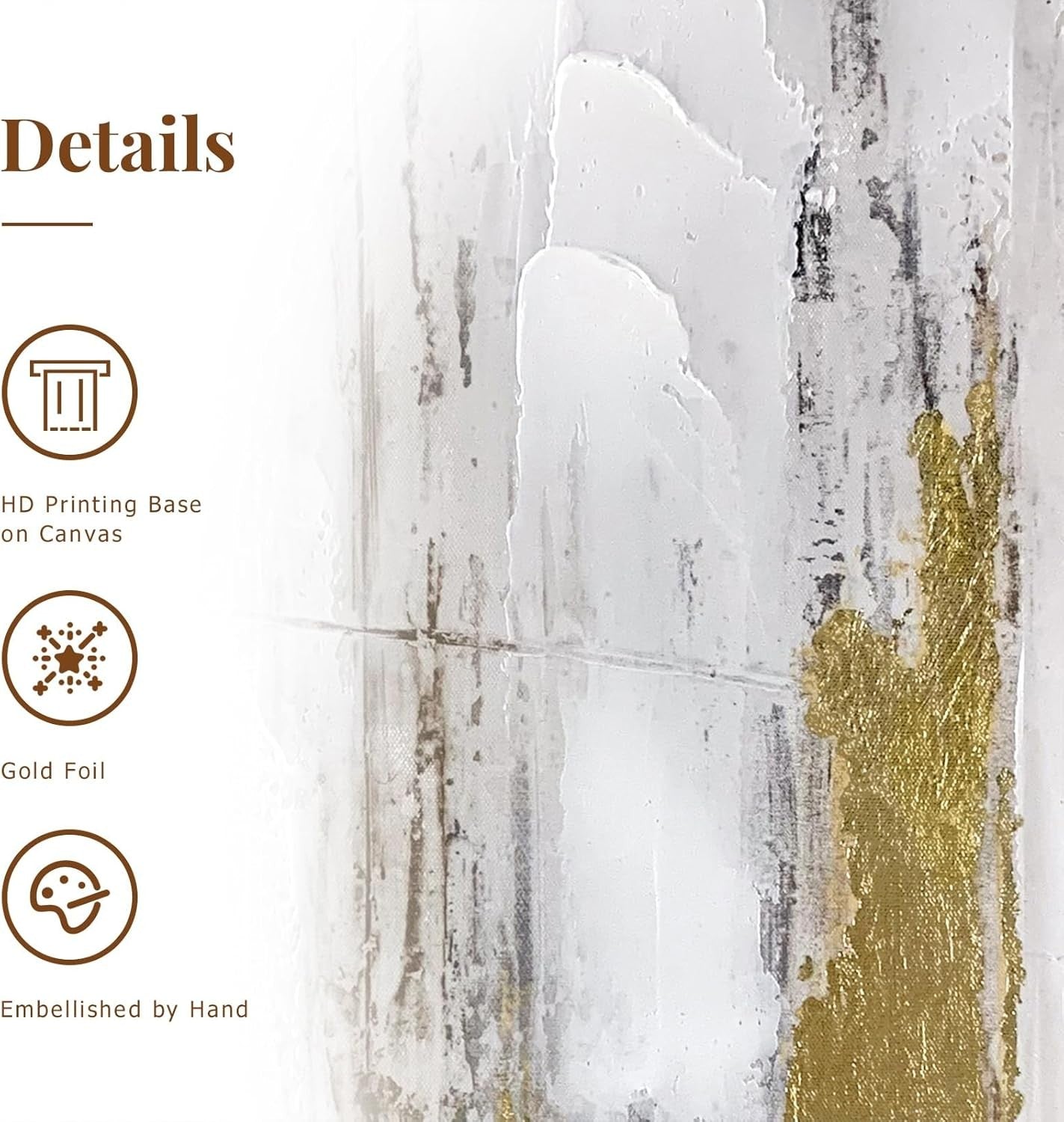Gold & Gray Abstract Canvas Wall Art – Modern Textured 24x32" Framed