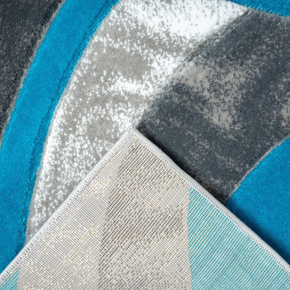 Teal Grey Circle Door Mat 50x80cm Soft Non Shed Indoor Kitchen Hallway Rug