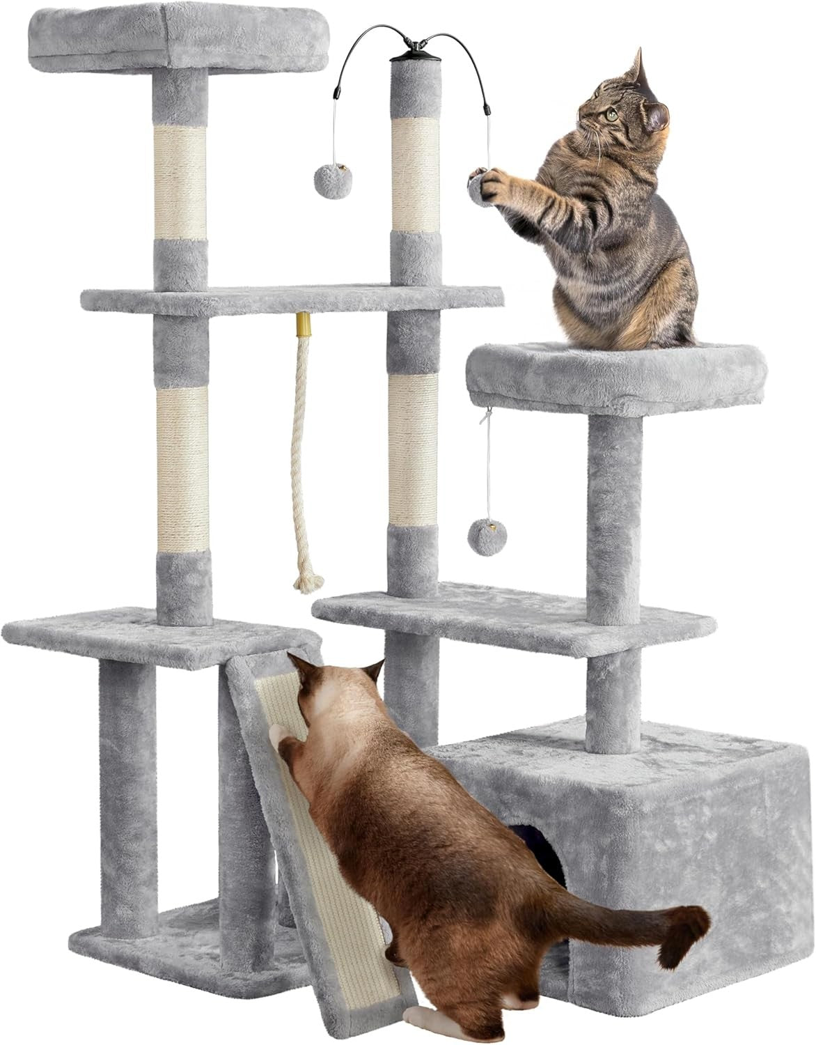 Large Cat Tree 136cm Indoor Tower with Condo Sisal Posts Multi Level Play