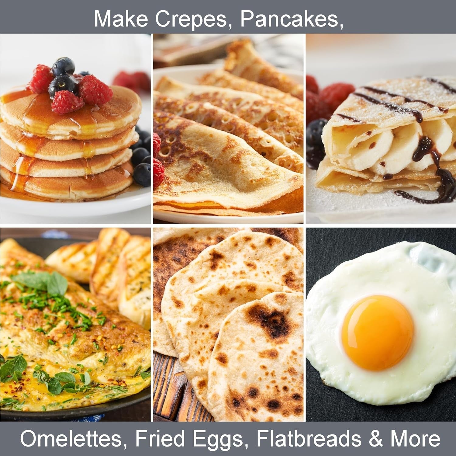 12" Electric Pancake & Crepe Maker 1000W Non-Stick with Tools