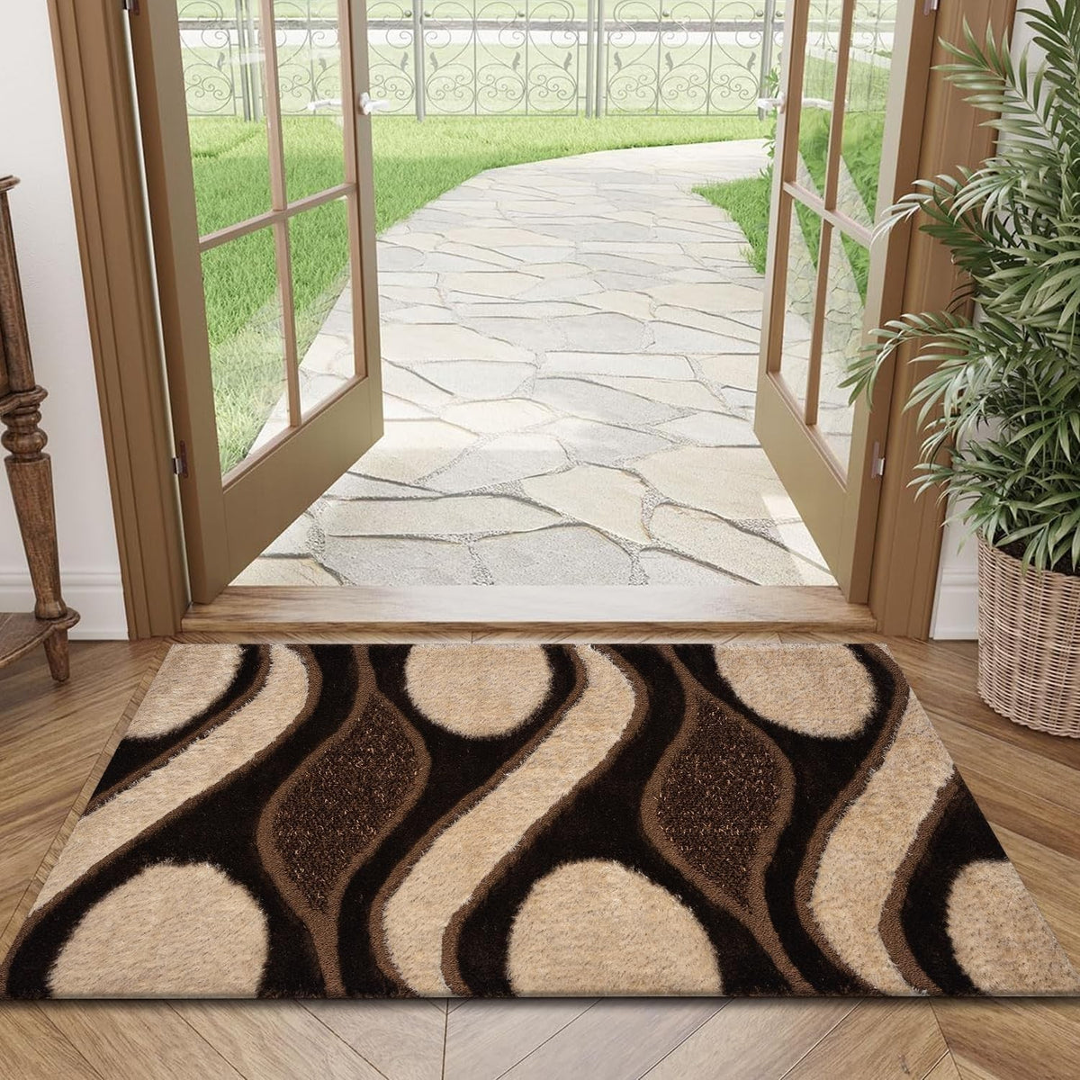 Washable Non Slip Runner Rug 60x110cm Swirl Hallway Kitchen Door Mat