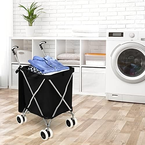 90L Folding Shopping Trolley 8 Wheels Large Push Cart Waterproof Bag