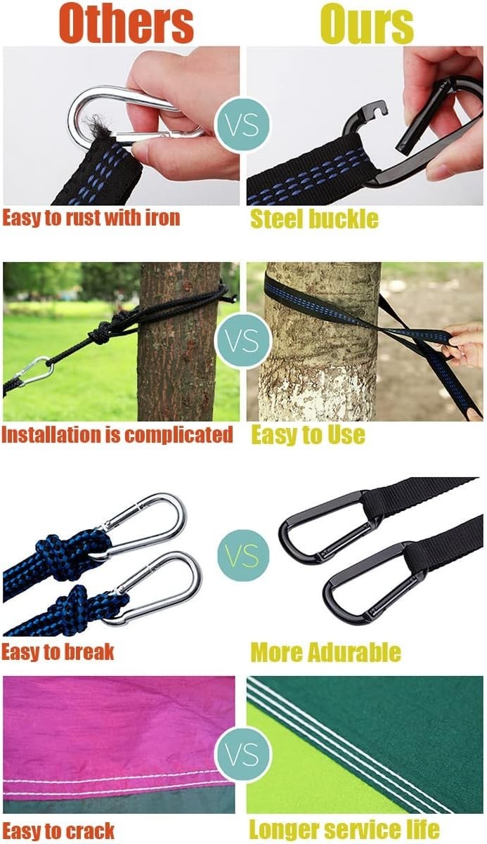 Outdoor Double Camping Hammock w/ Mosquito Net 290x140cm Portable Lightweight