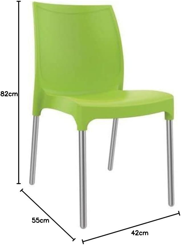 Stackable Outdoor Garden Chair Green Plastic Patio Dining Seat Aluminum
