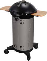 Gas BBQ Grill with Lid, Side Shelves & Wheeled Stand Outdoor Patio Cooking