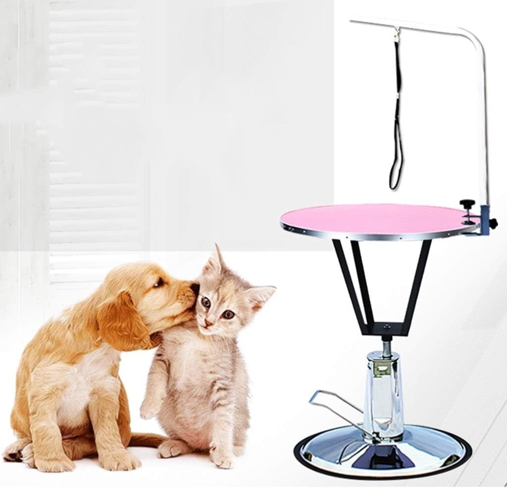 Hydraulic Dog Grooming Table Adjustable Height Folding Round Slip Top