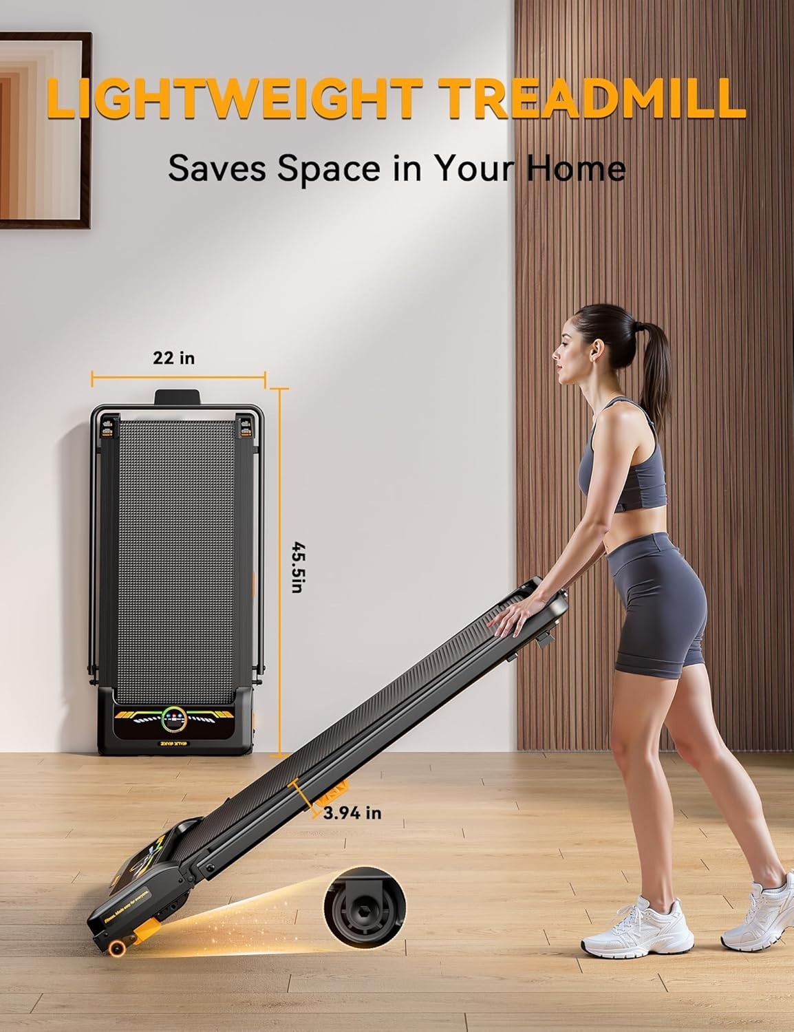 Compact Under Desk Treadmill 5% Incline Quiet 2.5HP Home/Office Use