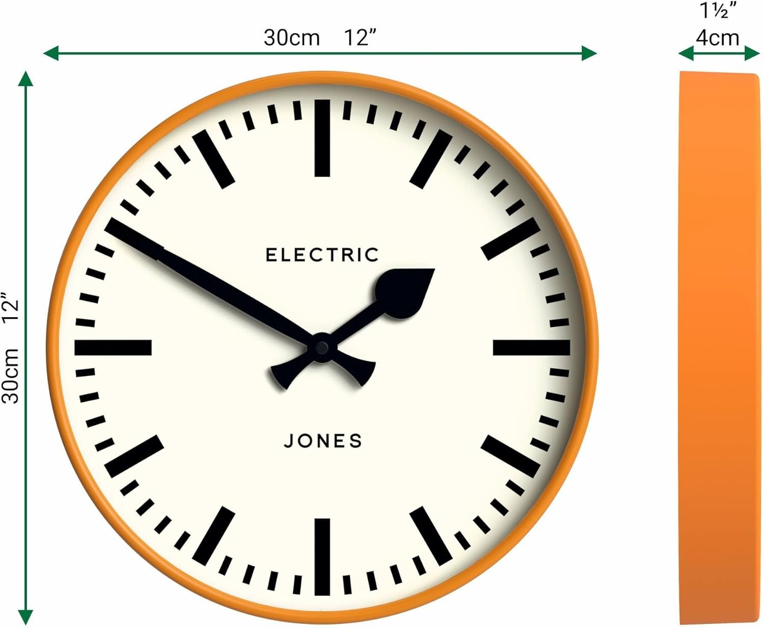 30cm Modern Orange Wall Clock Silent Station Style Round Quartz Clock Home Offic